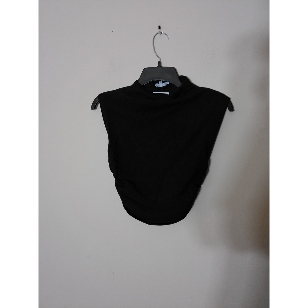 Reformation Mock Neck Top Women XS Black Ruched Sleeveless High Neck Minimalist